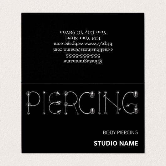 Piercing salon Afspraak Visitekaartje (Buitenkant ongevouwen)