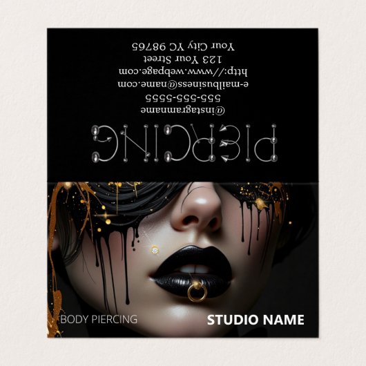 Piercing salon Afspraak Visitekaartje (Buitenkant ongevouwen)