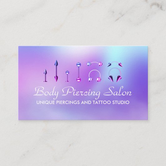 Piercing Specialist hologram roze Visitekaartje (Voorkant)