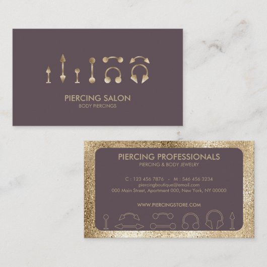 Piercing Specialist Roze Roos Visitekaartje (Voorkant / Achterkant)