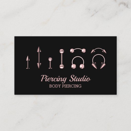 Piercing Studio Roze Goud Visitekaartje (Voorkant)