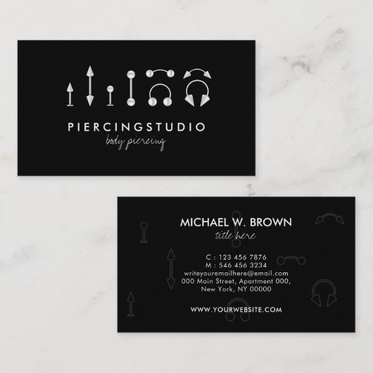 Piercing Tattoo Studio Black Visitekaartje (Voorkant / Achterkant)