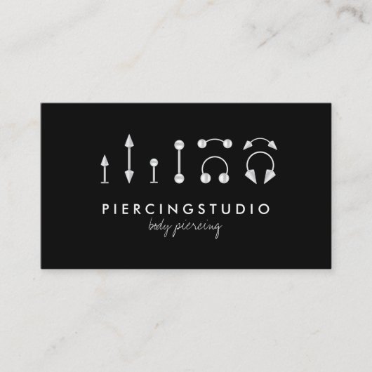Piercing Tattoo Studio Zwart Visitekaartje (Voorkant)