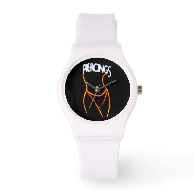 Piercings Neon Lady Silhouette - Gold Watches Horloge (Voorkant)