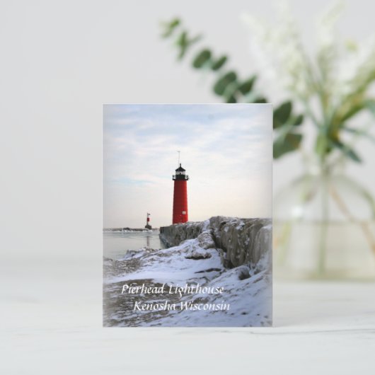 Pierhead Lighthouse, Kenosha Wisconsin Briefkaart (Staand voorkant)