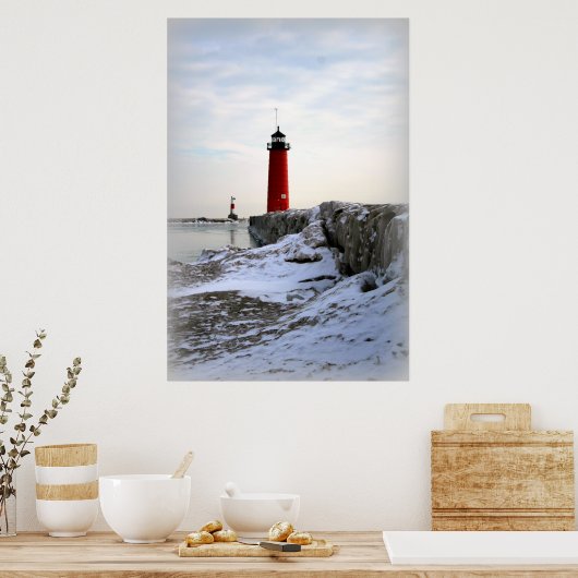 Pierhead Lighthouse, Kenosha Wisconsin Poster (Keuken)