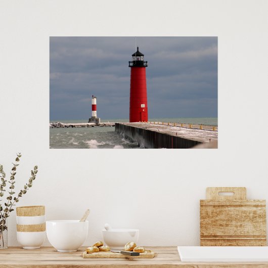Pierhead Lighthouse, Kenosha, Wisconsin Poster (Keuken)