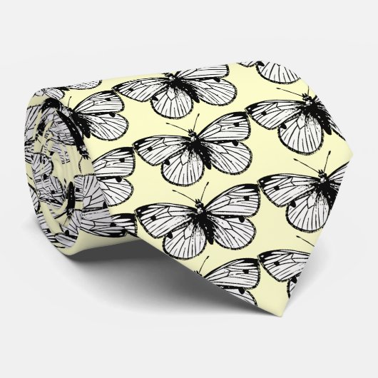 Pieris Rapae Butterfly Pattern Stropdas (Opgerold)