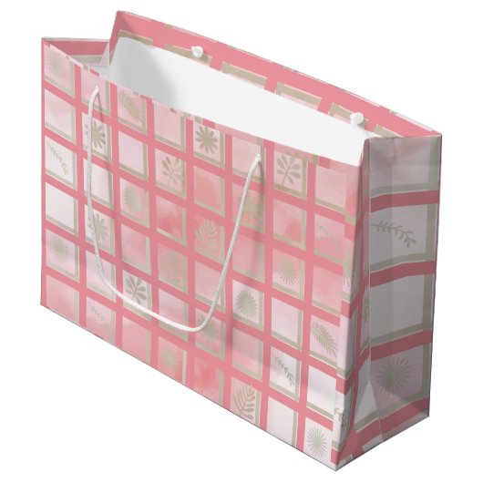 Pierkant roze patroon groot cadeauzakje (Voorkant Gekanteld)