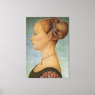 Piero del Pollaiuolo, portret van een jonge vrouw Canvas Afdruk