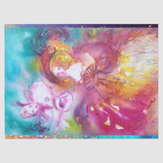 PIERO EN ARLECCHINA Venetiaanse carnavalWaterverf Tissuepapier (Voorkant)