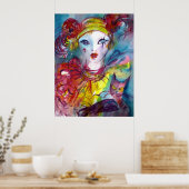 PIERO MET CAT- / Venetiaanse maskerade-maskers Poster (Keuken)