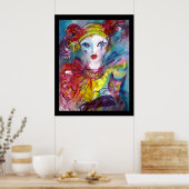 PIERO MET CAT- / Venetiaanse maskerade-maskers Poster (Keuken)