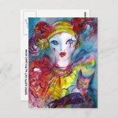 Piero met kat-/Venetiaanse Masquerade-maskers Briefkaart (Voorkant / Achterkant)