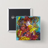 PIERO / Venetiaanse carnavalnacht Vierkante Button 5,1 Cm (Voorkant /achterkant)