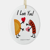 Pierogi en Kielbasa - Ik hou van je! (personalisee Keramisch Ornament (Rechts)