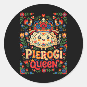 Pierogi Koningin Pools Volkskunst - Schattige Wyci Ronde Sticker