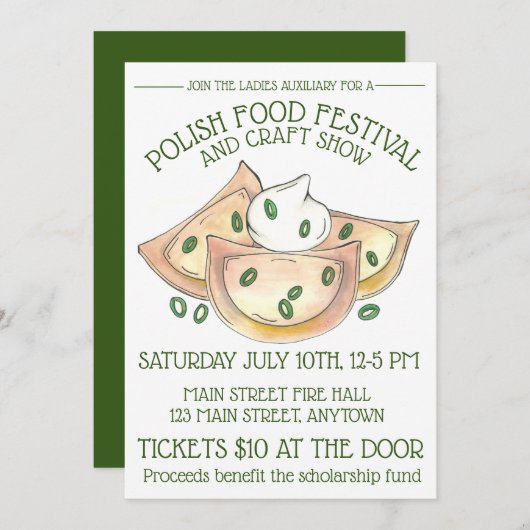 Pierogies met het Poolse voedselfestival van Sour  Kaart (Voorkant / Achterkant)
