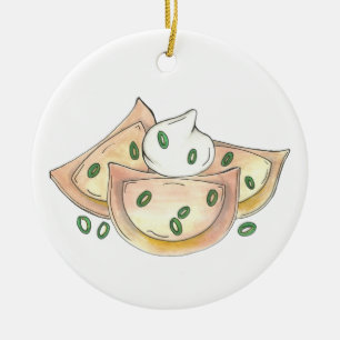 Pierogies Poland Cuisine Potato Dumplings Foodie Keramisch Ornament