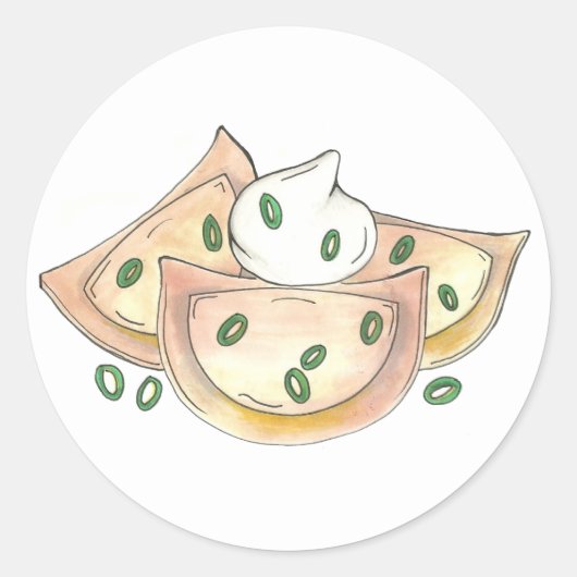 Pierogies Poland Cuisine Potato Dumplings Foodie Ronde Sticker (Voorkant)