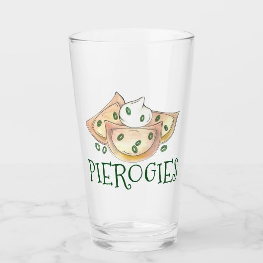 Pierogies Poolse aardappeldumplings met zure crème Glas (Voorkant)