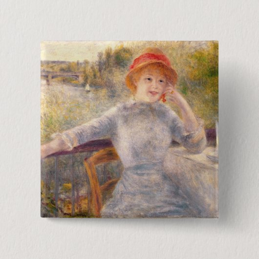 Pierre A Renoir | A. Fournaise in de Grenouillere Vierkante Button 5,1 Cm (Voorkant)