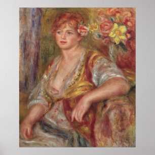 Pierre A Renoir   Blonde vrouw met Roos Poster