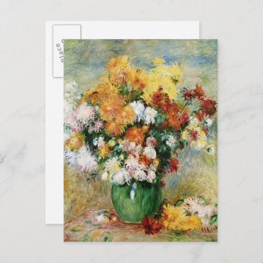 Pierre A Renoir | Bouquet Chrysanthemums Briefkaart (Voorkant / Achterkant)