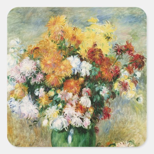 Pierre A Renoir | Bouquet Chrysanthemums Vierkante Sticker (Voorkant)