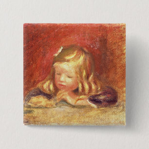 Pierre A Renoir Coco bij de tabel Vierkante Button 5,1 Cm