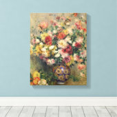 Pierre A Renoir | Dahlias Canvas Afdruk (Insitu (Houten vloer))