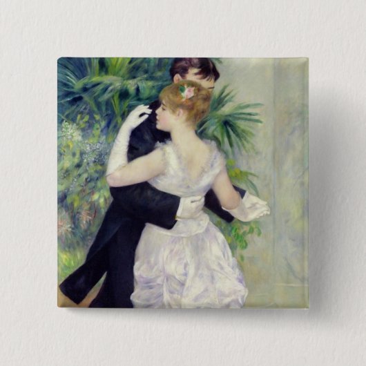 Pierre A Renoir | Dans in de stad Vierkante Button 5,1 Cm (Voorkant)