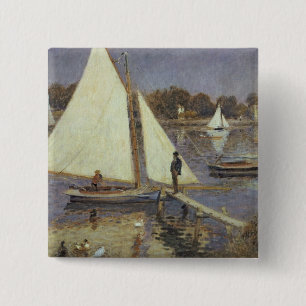 Pierre A Renoir   De Seine in Argenteuil Vierkante Button 5,1 Cm