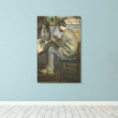 Pierre A Renoir | Frederic Bazille op zijn Easel Canvas Afdruk (Insitu (Houten vloer))