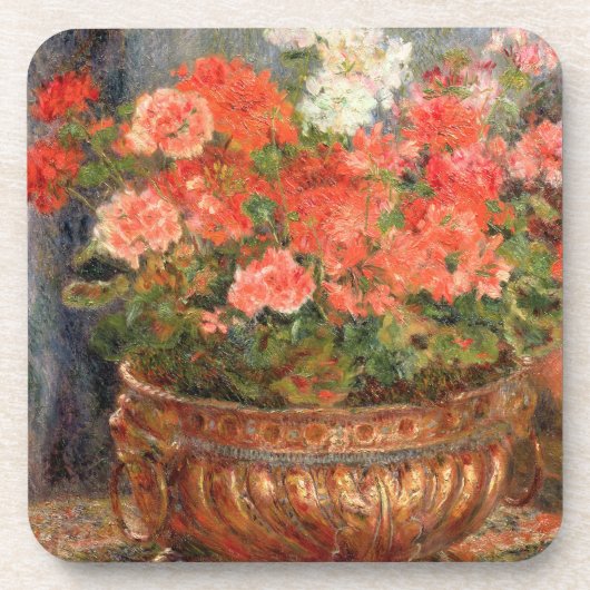 Pierre A Renoir | Geraniums in een koperbekken Drankjes Onderzetter (Voorkant)