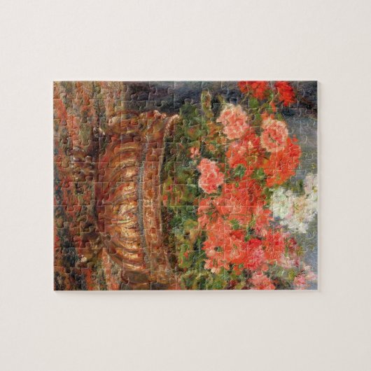 Pierre A Renoir | Geraniums in een koperbekken Legpuzzel (Horizontaal)