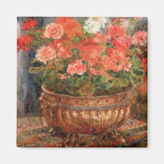 Pierre A Renoir | Geraniums in een koperbekken Magneet (Voorkant)