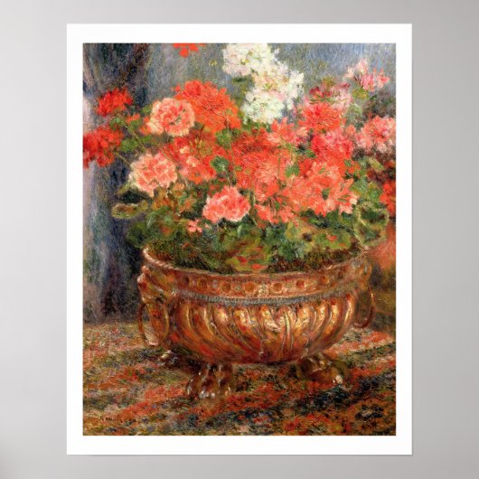 Pierre A Renoir | Geraniums in een koperbekken Poster (Voorkant)