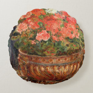 Pierre A Renoir Geraniums in een koperbekken Rond Kussen