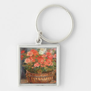 Pierre A Renoir Geraniums in een koperbekken Sleutelhanger