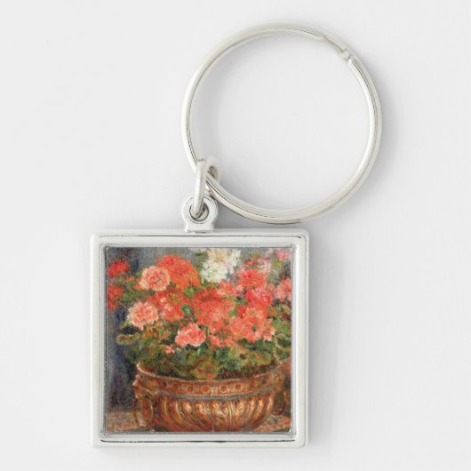 Pierre A Renoir | Geraniums in een koperbekken Sleutelhanger (Voorkant)