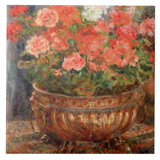 Pierre A Renoir | Geraniums in een koperbekken Tegeltje (Voorkant)