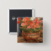 Pierre A Renoir | Geraniums in een koperbekken Vierkante Button 5,1 Cm (Voorkant /achterkant)