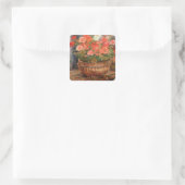 Pierre A Renoir | Geraniums in een koperbekken Vierkante Sticker (Tas)