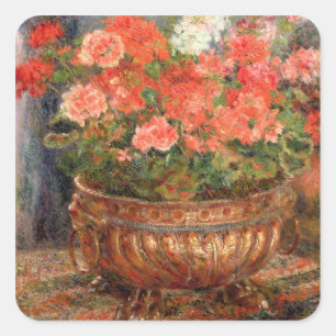 Pierre A Renoir   Geraniums in een koperbekken Vierkante Sticker