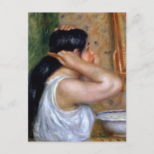 Pierre A Renoir | Girl Combing her Hair Briefkaart (Voorkant)