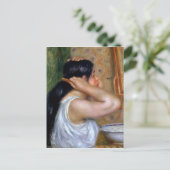 Pierre A Renoir | Girl Combing her Hair Briefkaart (Staand voorkant)