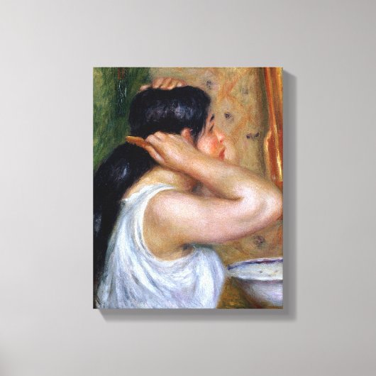 Pierre A Renoir | Girl Combing her Hair Canvas Afdruk (Voorkant)