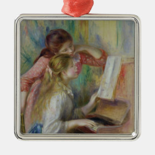Pierre A Renoir   Jonge meisjes in de Piano Metalen Ornament