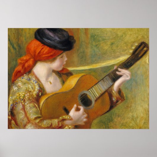 Pierre A Renoir | Jonge Spaanse vrouw met gitaar Poster (Voorkant)
